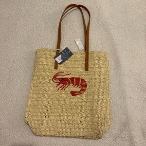 NWT Universal Thread Straw Packable Shrimp Boxy Tote Bag Handbag Purse Beach